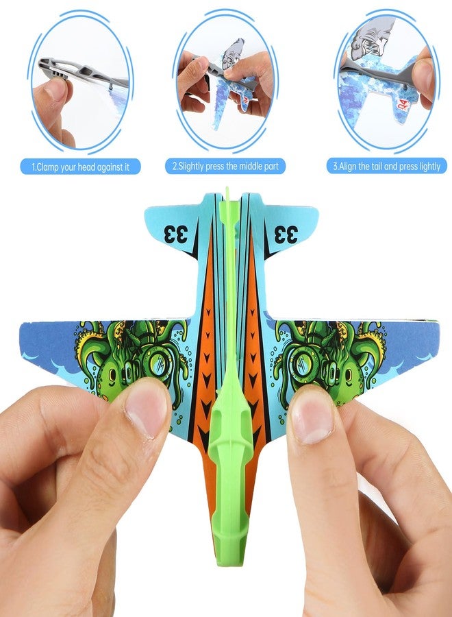 Manmel 12 Pack Airplane Launcher Toys for Kids, 2 Launchers and 10 Foam Glider, Indoor Outdoor Flying Toys for Boys Girls 4-8 Years Old, Plane Party Favors Birthday Gifts for Toddlers - Image 5